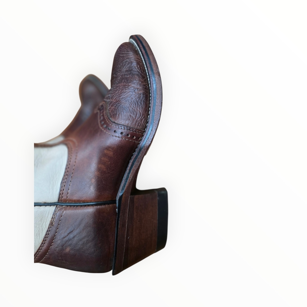 Beige and Brown Leather Boots - Picture 9 of 12